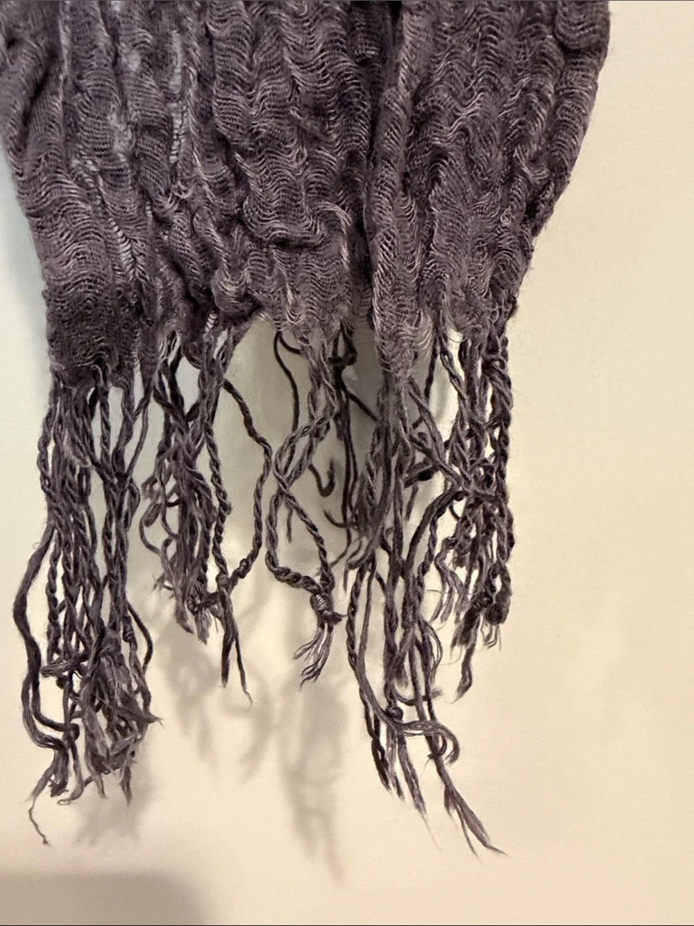Source Unknown Crinkled Purple Fringe Scarf